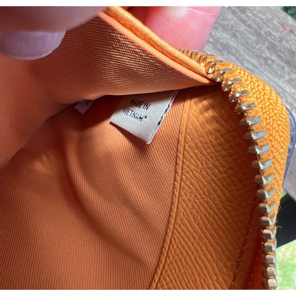 COACH Long Zip-Around Wallet Orange Crossgrain Leather Gold Hardware AUTHENTIC - Picture 12 of 12